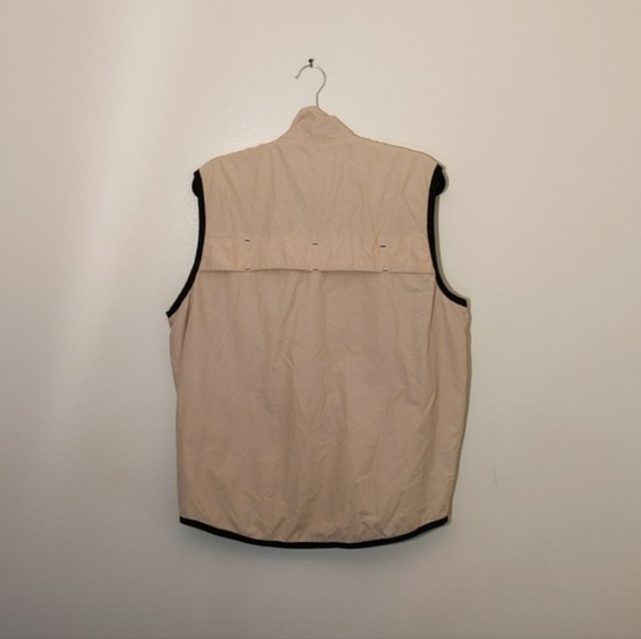 Newtime| Vintage 90s Rugged Outdoor Khaki Tan Zippered Vest Nylon Blend - Picture 2 of 10